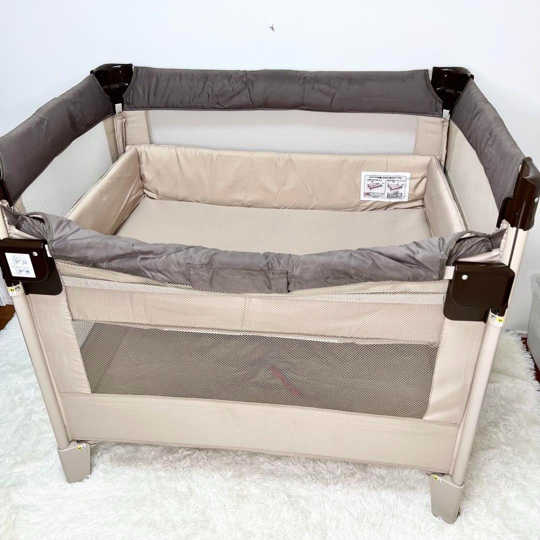 極美品 Aprica ココネルエアー ベビーベッド 折りたたみ 66047