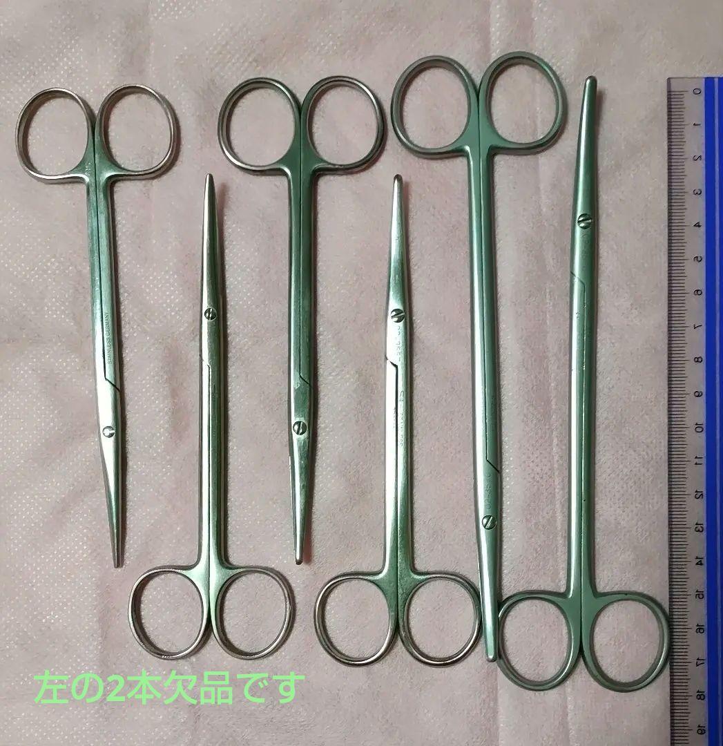 医療用剪刀&持針器6点セット：メッツェンバウム剪刀3本+へガール持針器3本