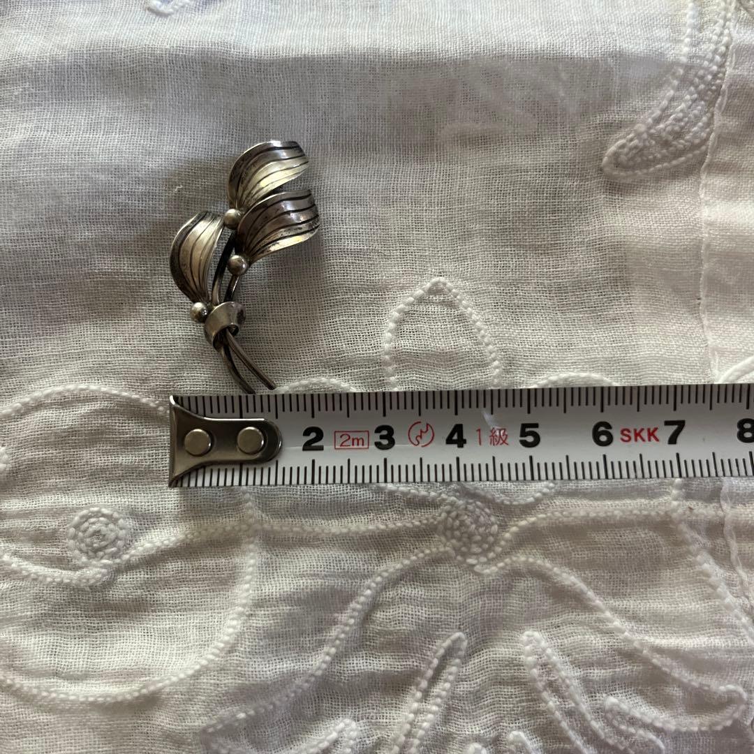 フランスアンティーク　ヤドリギ　ブローチ　シルバー刻印