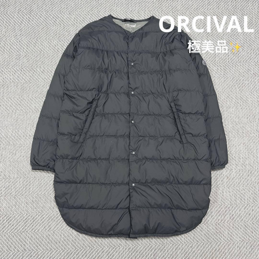 極美品✨️オーシバル ライトダウンコート グレー 1 ノーカラー キルティング