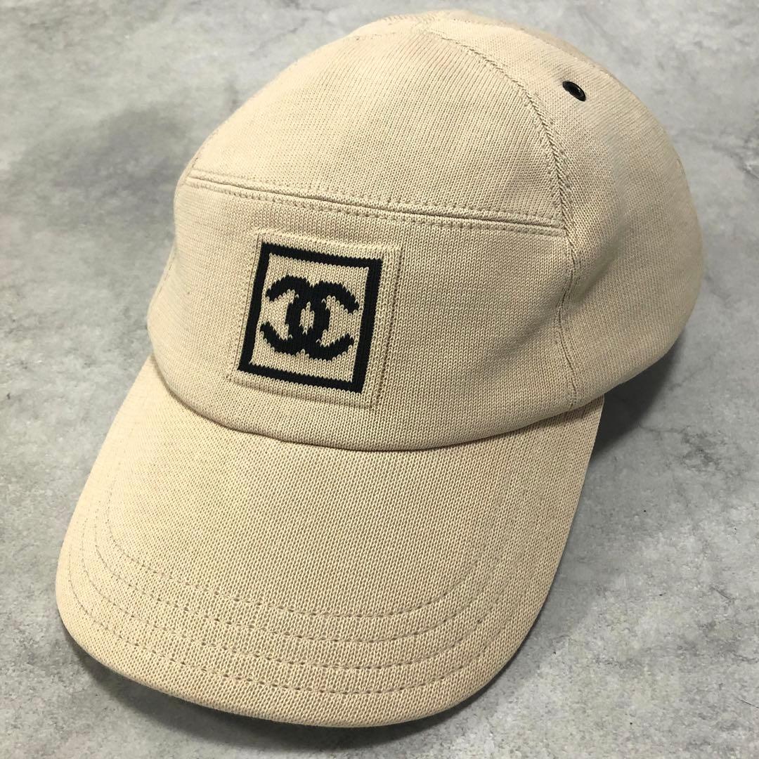 美品✨シャネル ココマーク ベースボールキャップ ホワイトベージュ Mサイズ