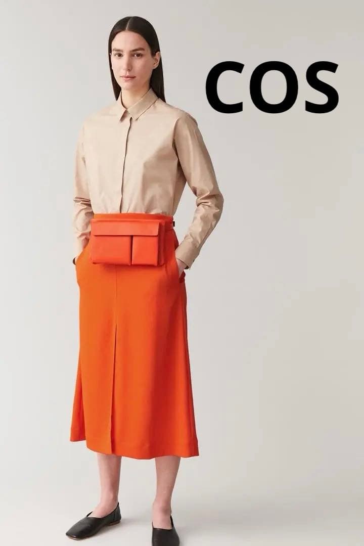 COS レザー ショルダーバッグ ウエストバッグ　オレンジ