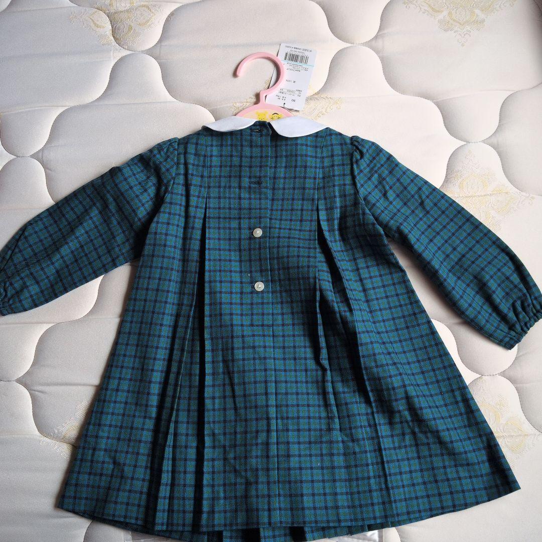 familiar　緑のチェック柄ワンピース 90cm