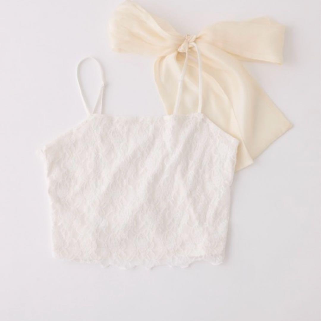 NICE CLAUP メリーカールニットチュニック 肩リボンキャミソール　セット