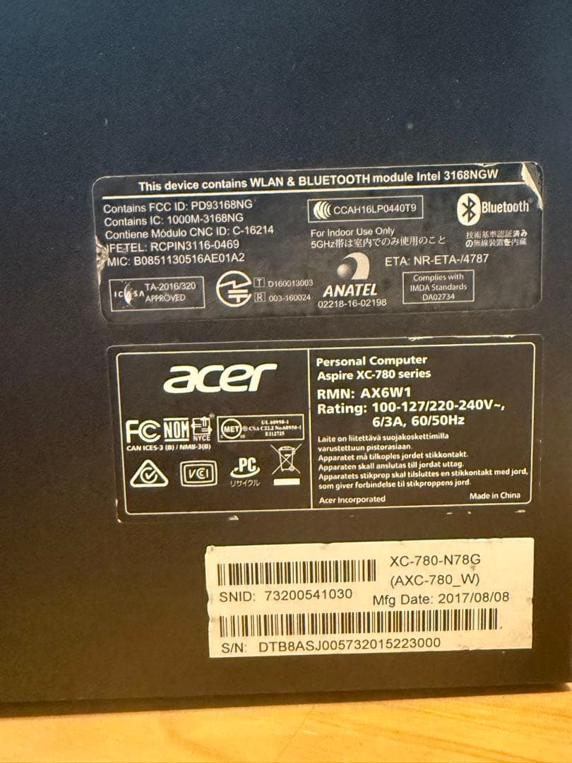 【【中古】良品】Acer Aspire XC-780 デスクトップPC