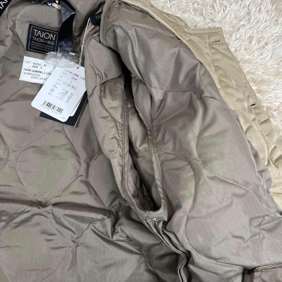 TAION タイオン ミリタリー ダブル ダウンコート ベージュ XSサイズ