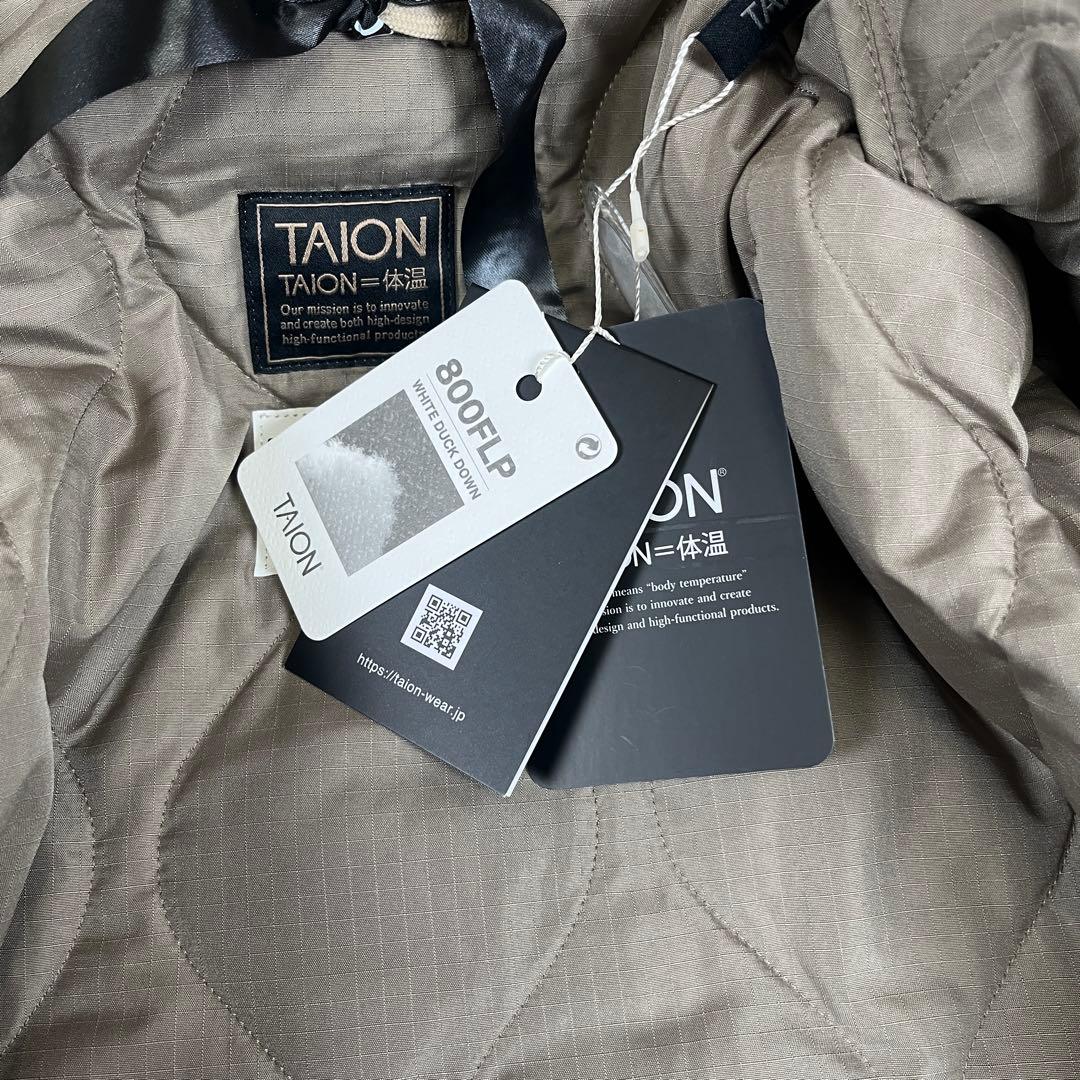 TAION タイオン ミリタリー ダブル ダウンコート ベージュ XSサイズ