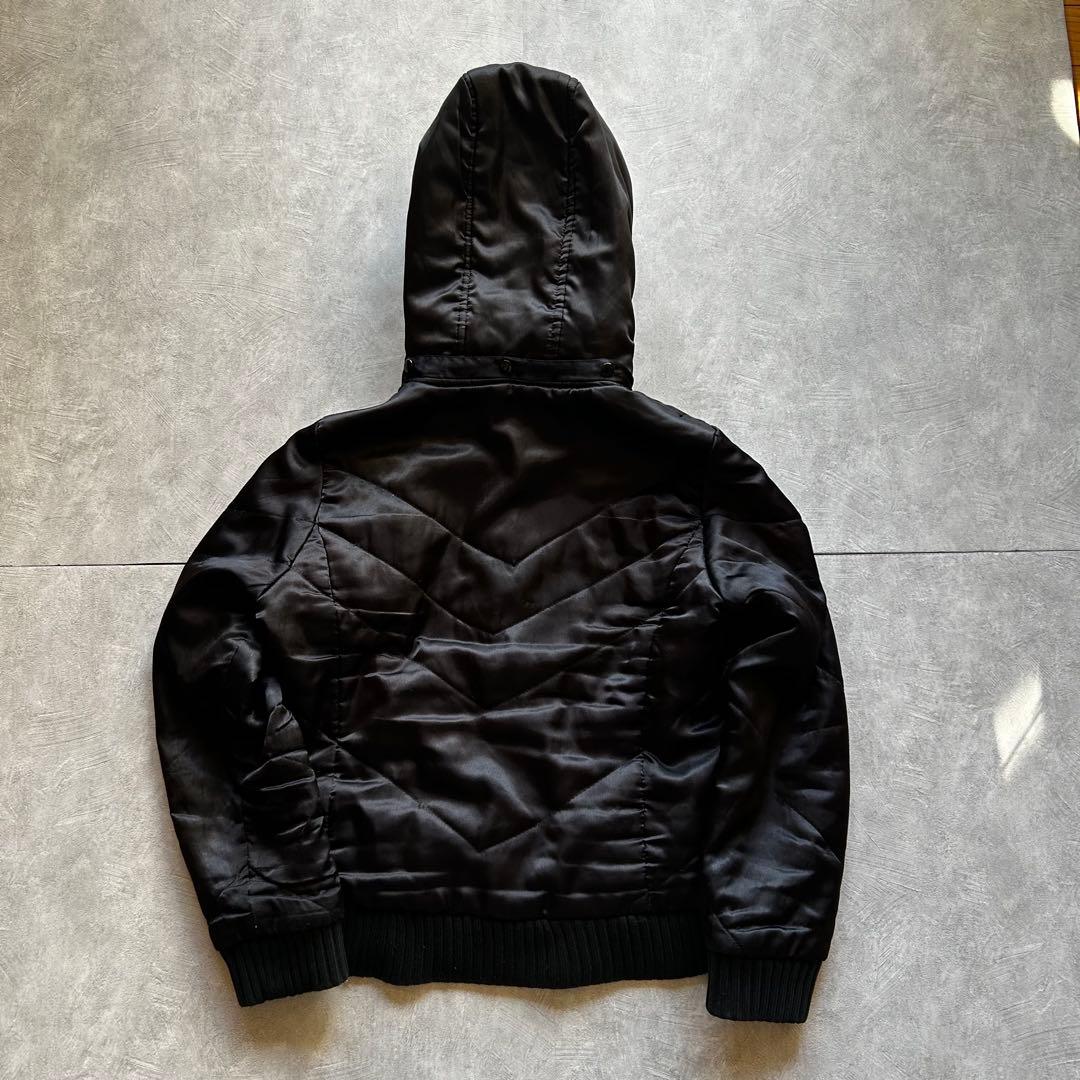 ジャケット・アウター grunge hood fur down jacket y2k black