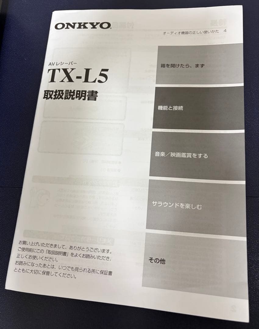 中古品 ONKYO AVレシーバー TX-L5