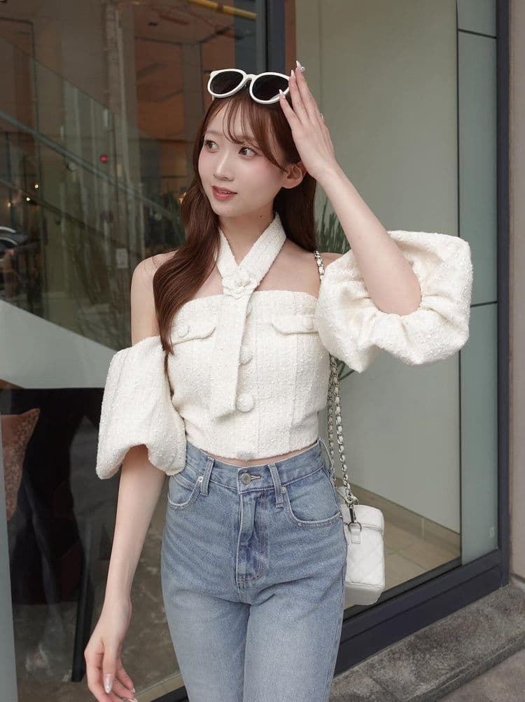 専用厳守♥Darichホルターネックオフィシャルツイードトップ新品未使用未開封