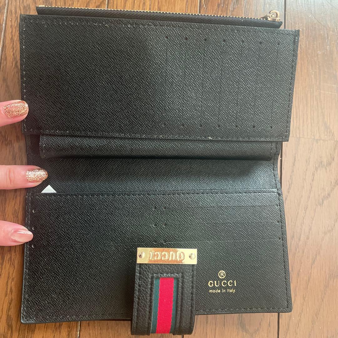 GUCCI ブラックレザー 長財布 GGパターン期間限定値下げ