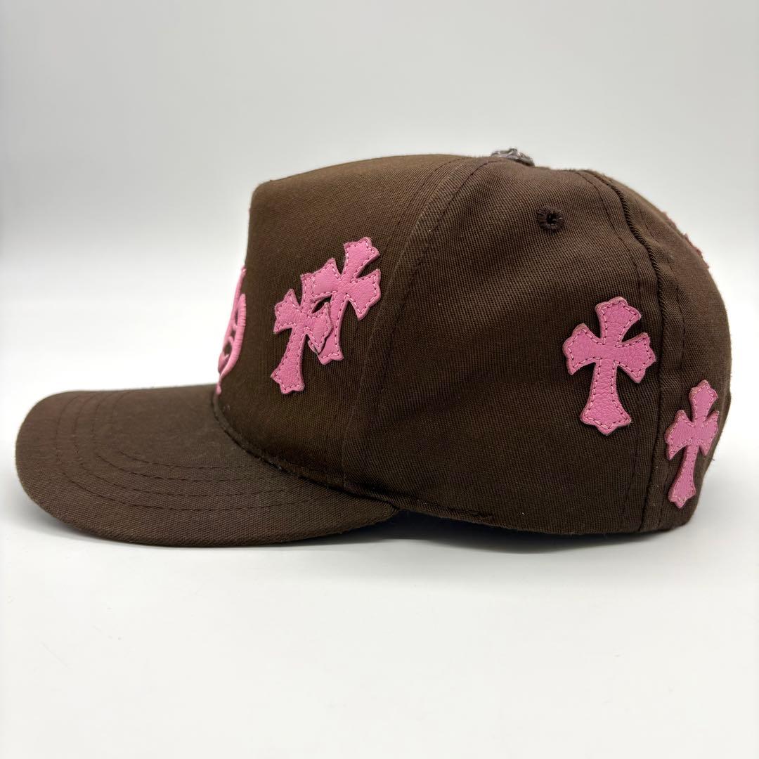 CHROME HEARTS ベースボールキャップ レザーパッチ ブラウン