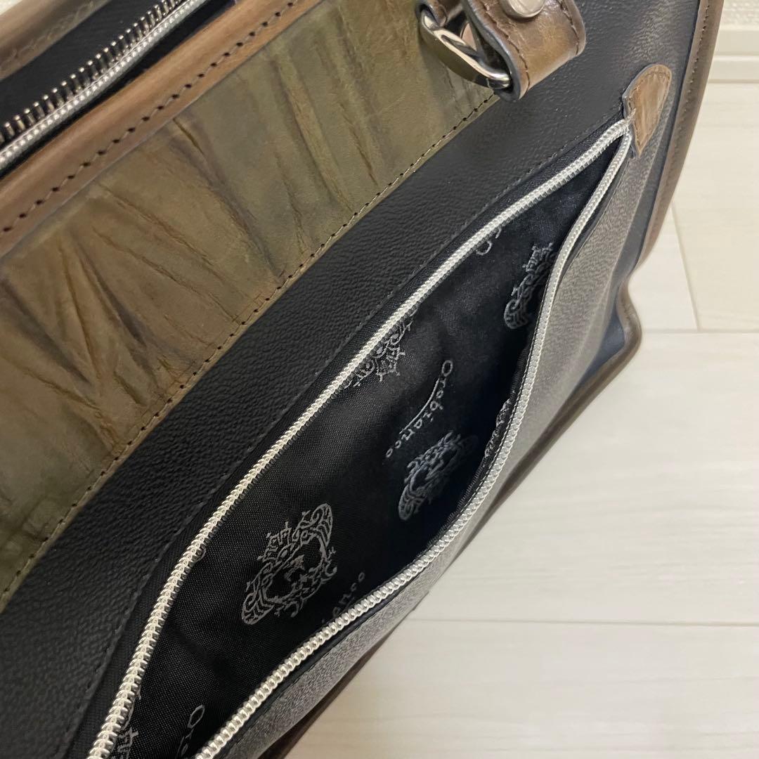 定価52,800円｜オロビアンコ【A4収納】ビジネスバッグ 本革コンビ グレー