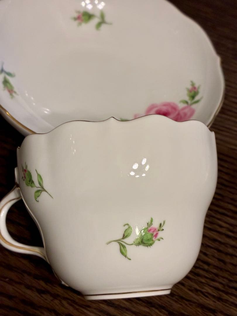 マイセン　ピンクローズ　カップ&ソーサーセット2客