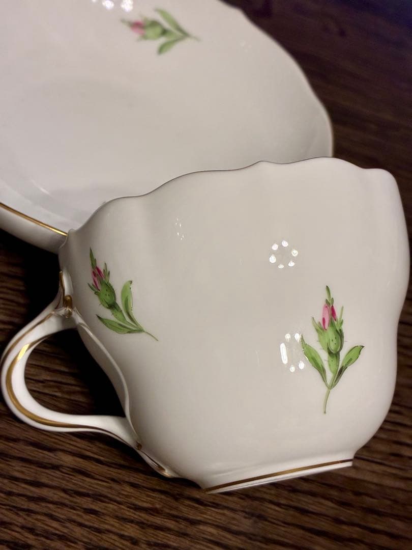 マイセン　ピンクローズ　カップ&ソーサーセット2客