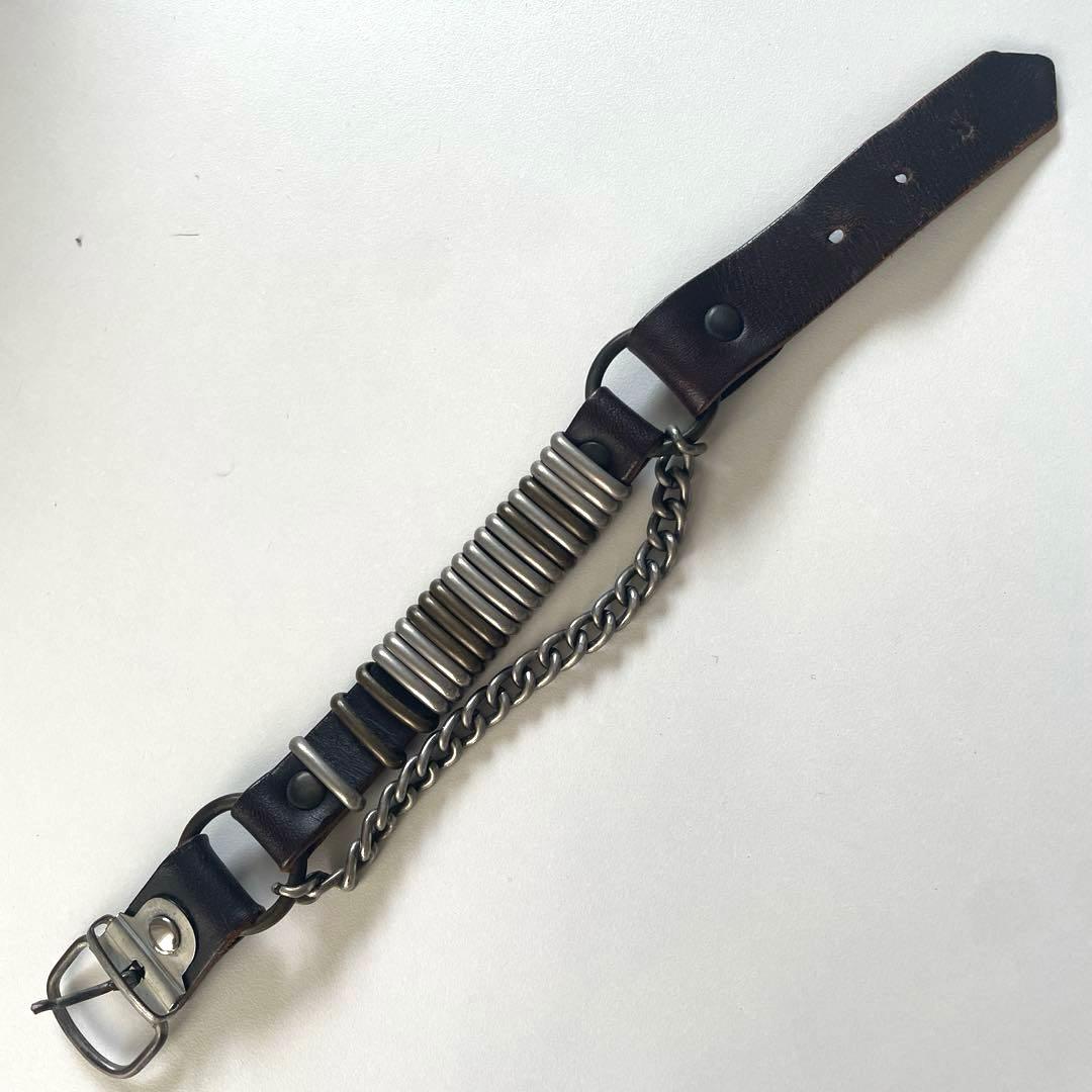 Maison Margiela 11 ブラウン レザーブレスレット チェーン