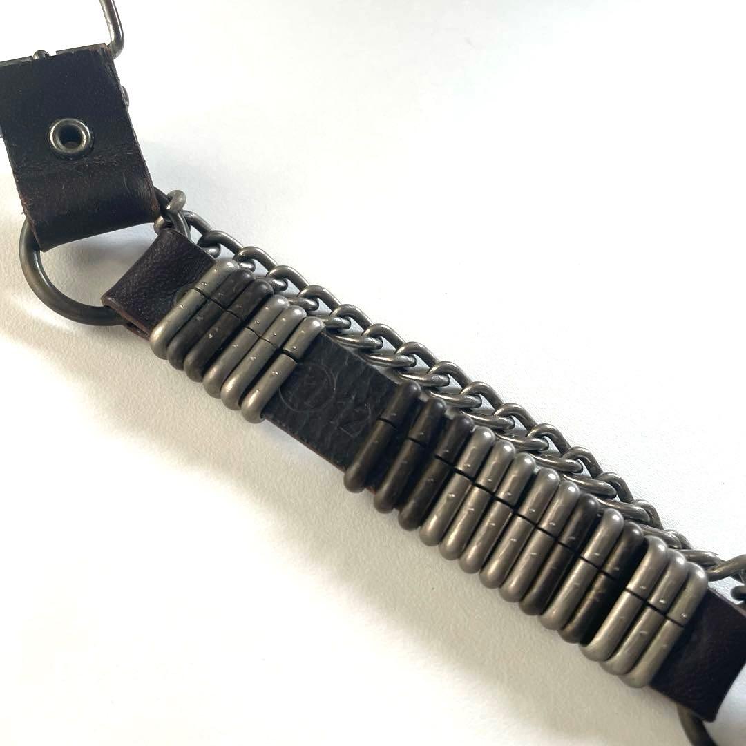 Maison Margiela 11 ブラウン レザーブレスレット チェーン