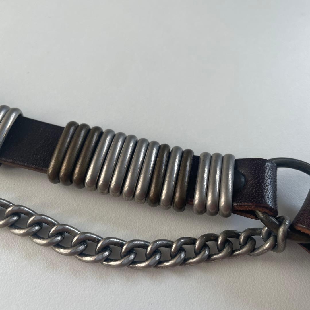 Maison Margiela 11 ブラウン レザーブレスレット チェーン