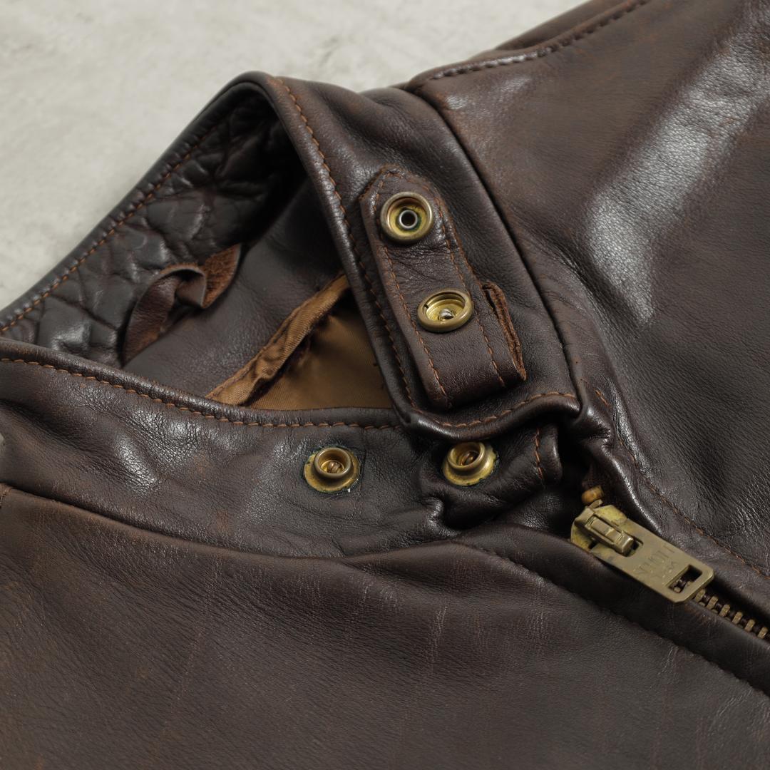 90年代 ショットレザーシングルライダースジャケット ダークブラウン ビンテージ