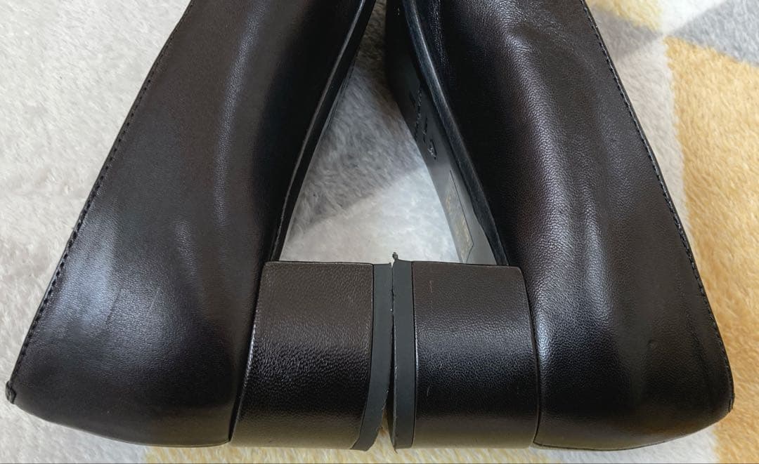 ファビオルスコーニ レザー ブラック チャンキーヒール 現行 24cm