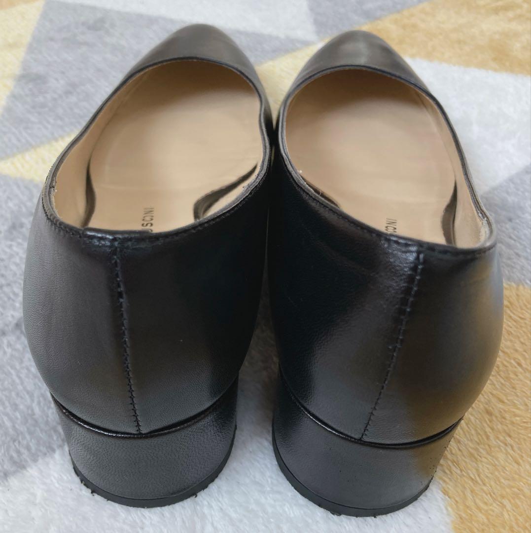 ファビオルスコーニ レザー ブラック チャンキーヒール 現行 24cm