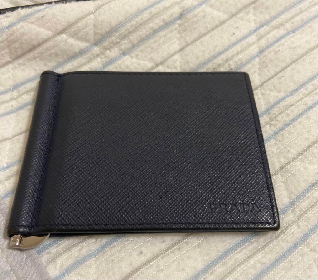 ネイビー レザー マネークリップ