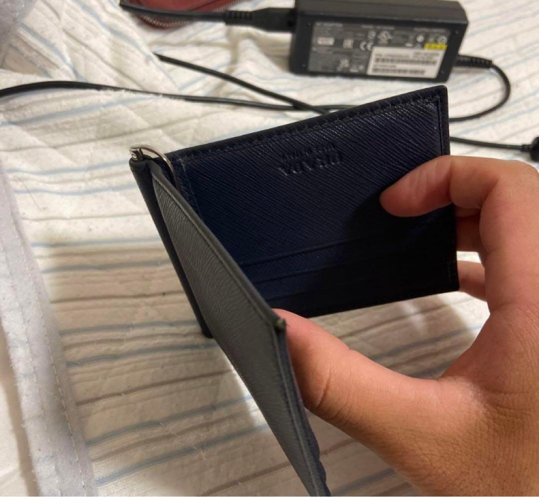 ネイビー レザー マネークリップ