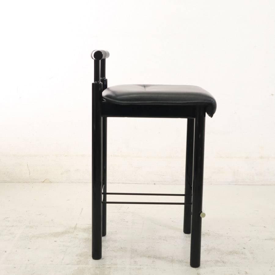 値下モリシゲ 本革張り ハイチェア カウンターチェア ブラック