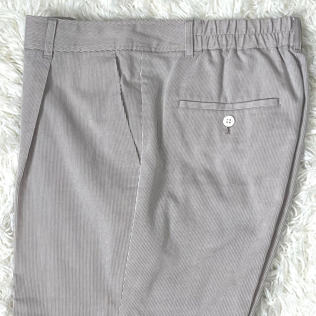 ニューヨーカー　パンツスーツ　シアサッカ　リネン混　ウォッシャブル　伸縮性　XL