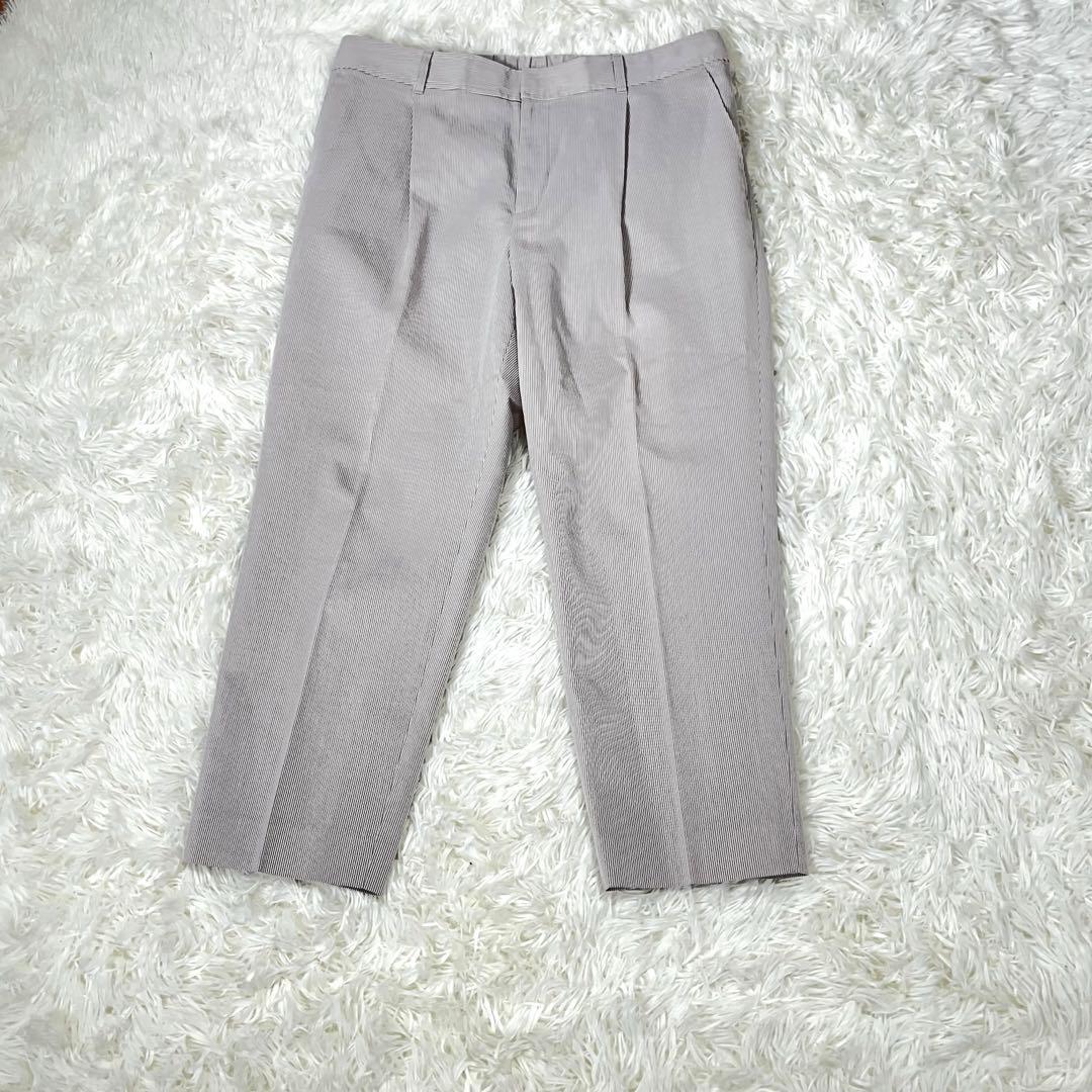 ニューヨーカー　パンツスーツ　シアサッカ　リネン混　ウォッシャブル　伸縮性　XL