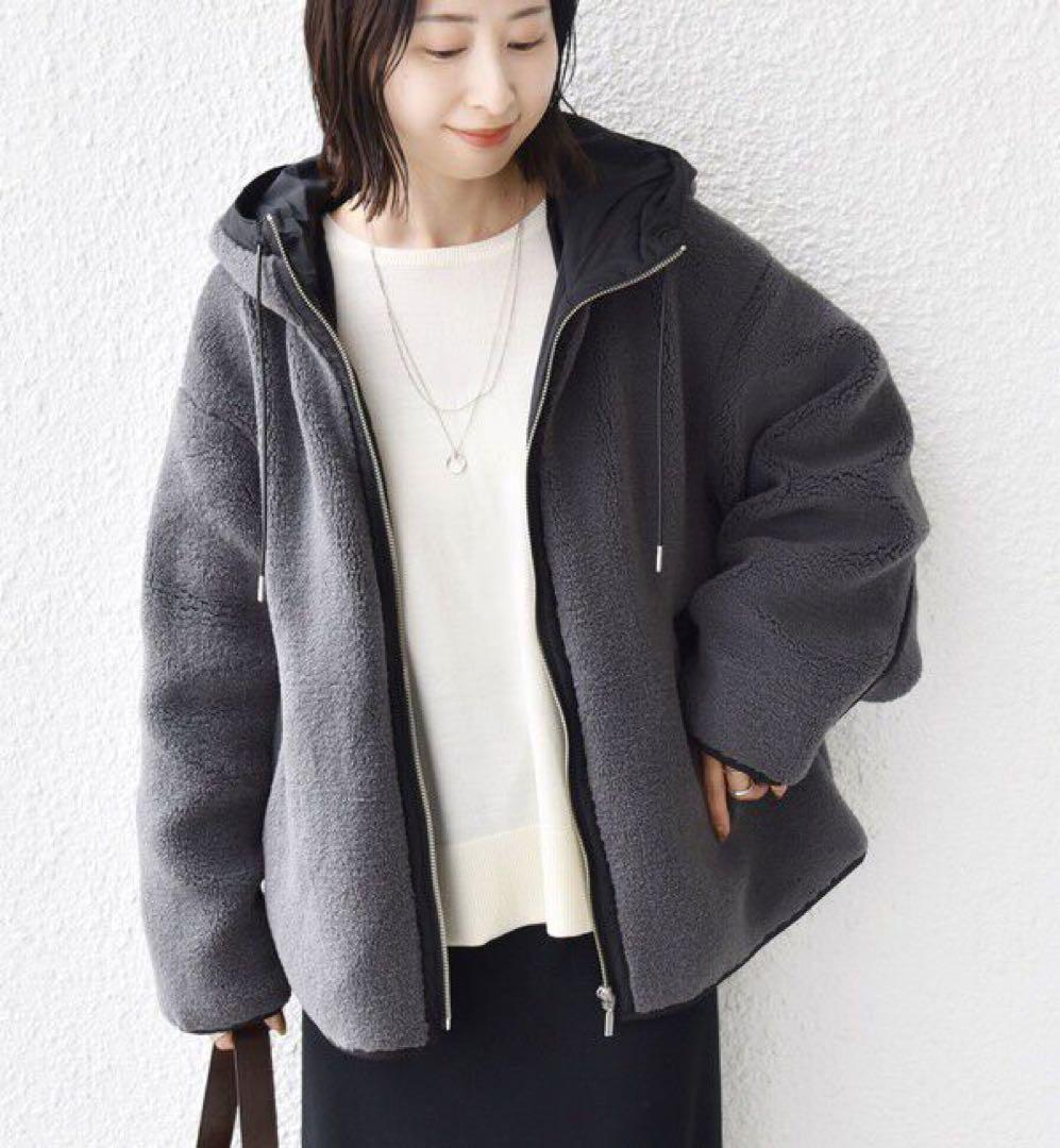 即発送★SHIPS for women【WEB限定】ボア 配色 フード ブルゾン