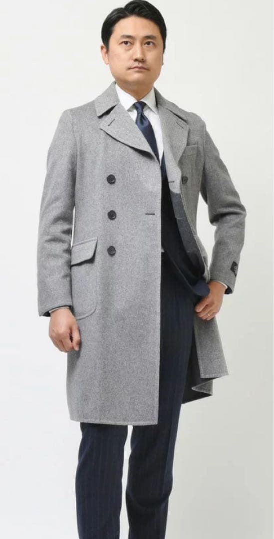 メル78230Belvest ダブルフェイスウールカシミアフランネルコート