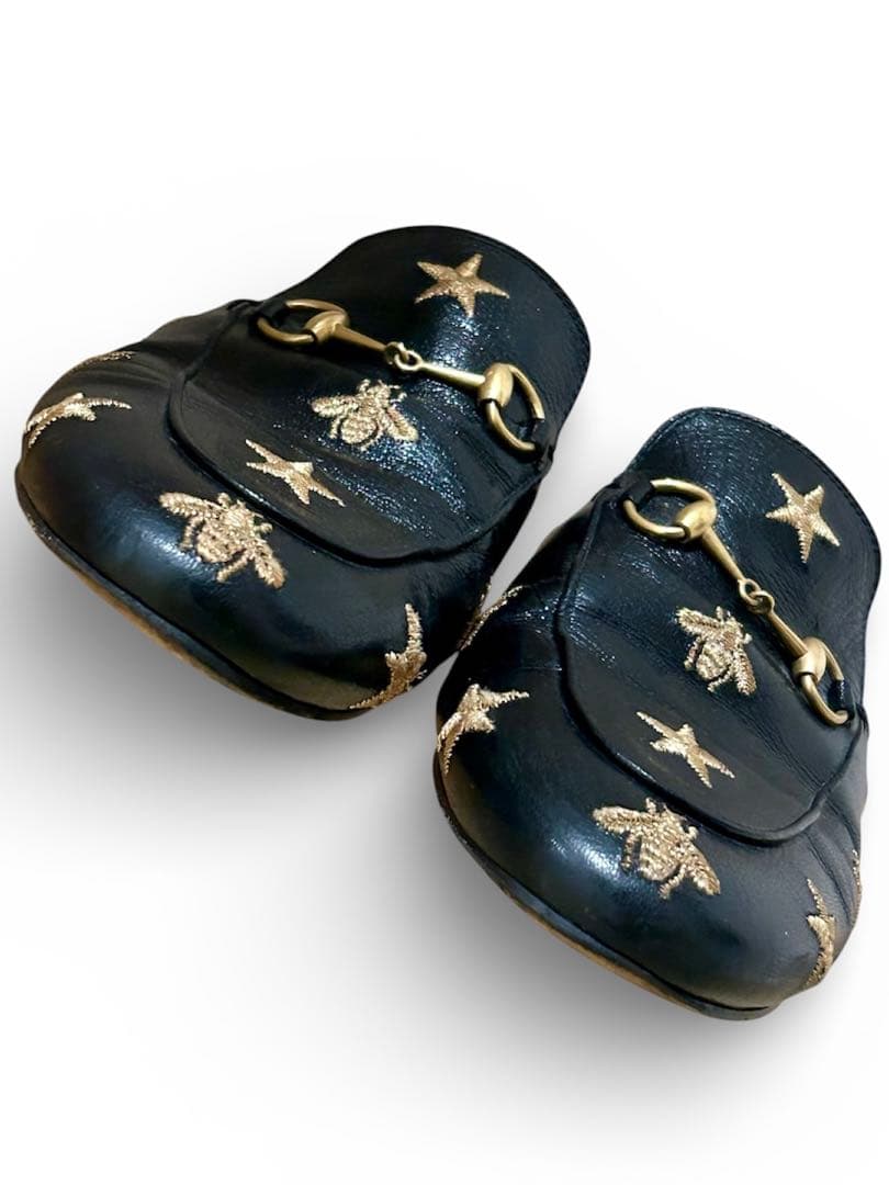 GUCCI グッチ プリンスタウン レザースリッパ スター ビー ITALY