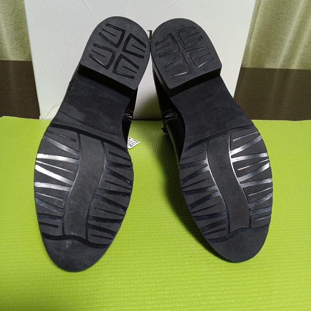 新品未使用【nouer 】牛革・黒 ジッパーショートブーツ・ヤマダヤ・24cm