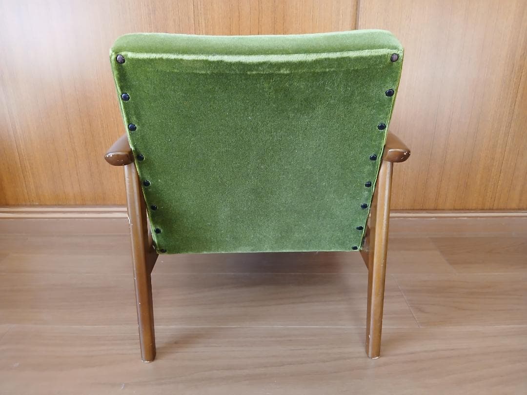【カリモク60】Kチェアミニ　モケットグリーン ※使用感あり