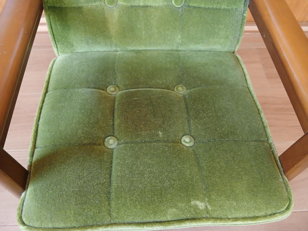 【カリモク60】Kチェアミニ　モケットグリーン ※使用感あり