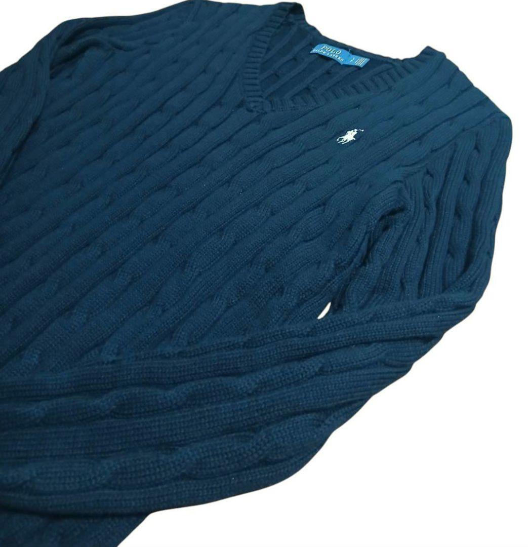 【試着のみ】ラルフローレン大人気Vネックケーブルニットセーター現行品