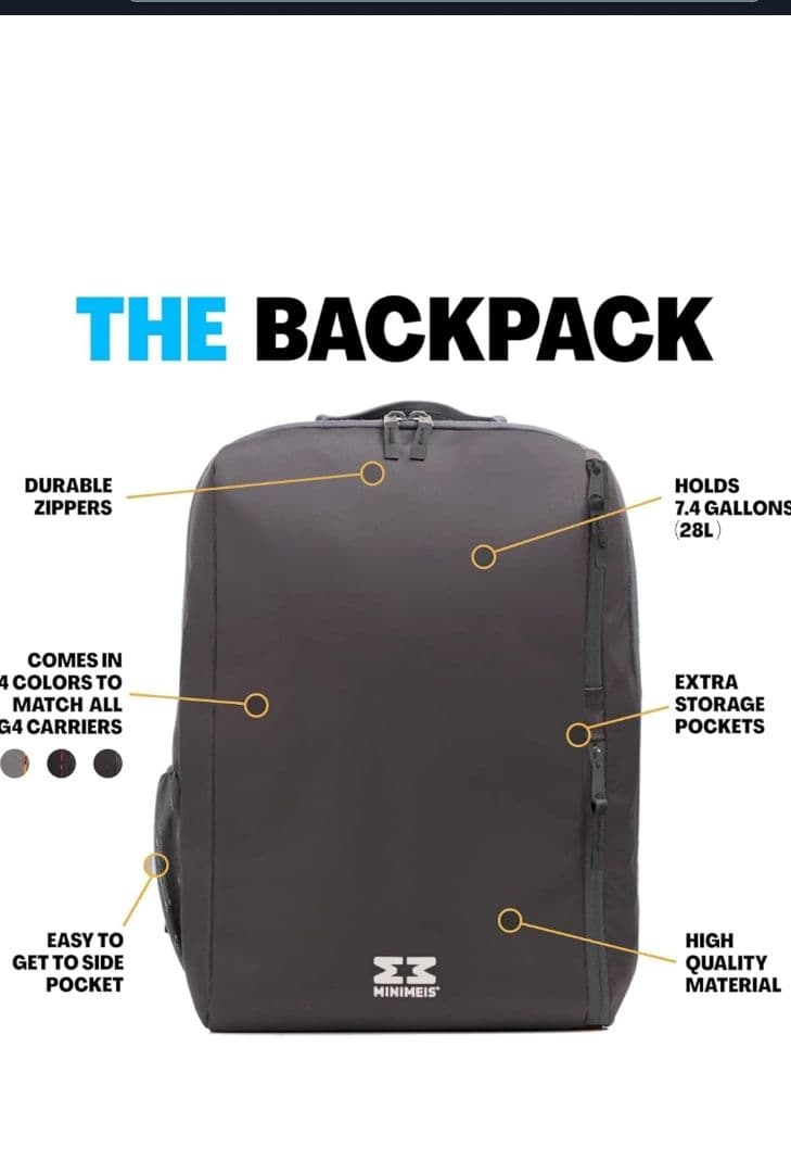 2商品セット【MINIMEIS G4】＋【旅行用バックパック】 ダークグレー