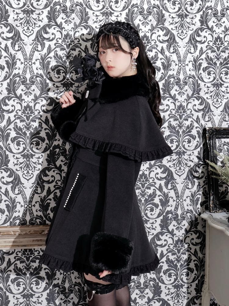 [NOEMIE]新品ゴシックフリルレースアップケープコート