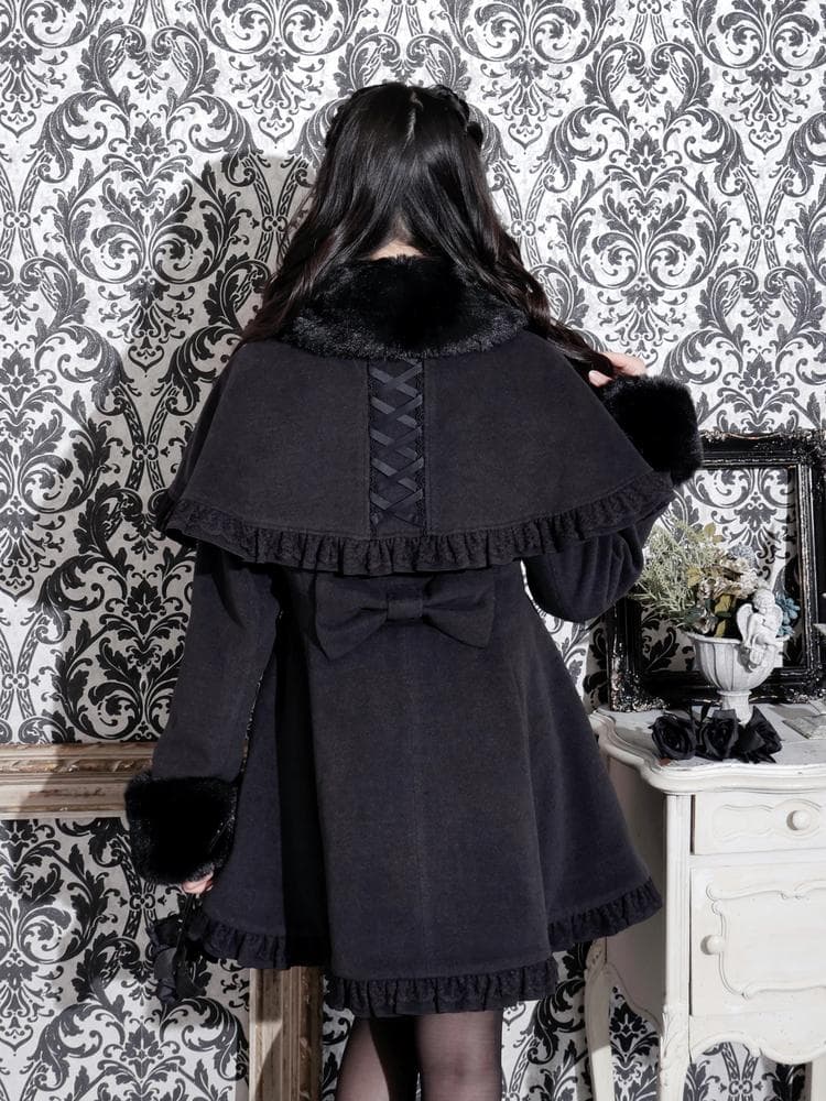 [NOEMIE]新品ゴシックフリルレースアップケープコート