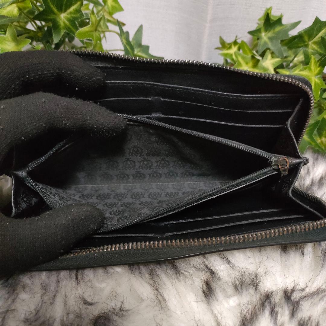 dunhill 長財布 ブラック レザー ラウンド ダンヒル 財布 黒 革ロゴ