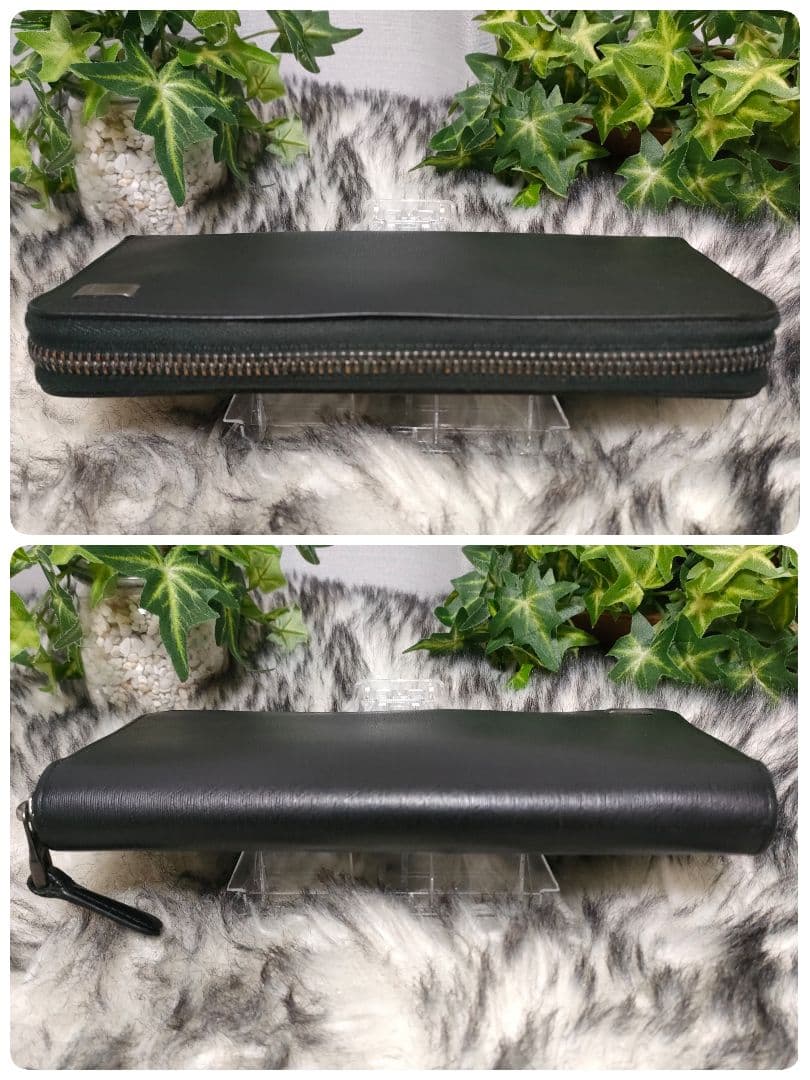 dunhill 長財布 ブラック レザー ラウンド ダンヒル 財布 黒 革ロゴ