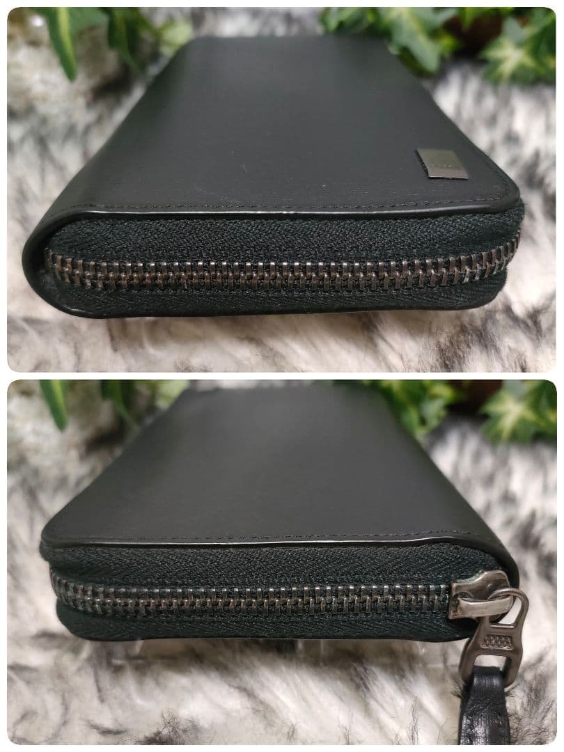 dunhill 長財布 ブラック レザー ラウンド ダンヒル 財布 黒 革ロゴ