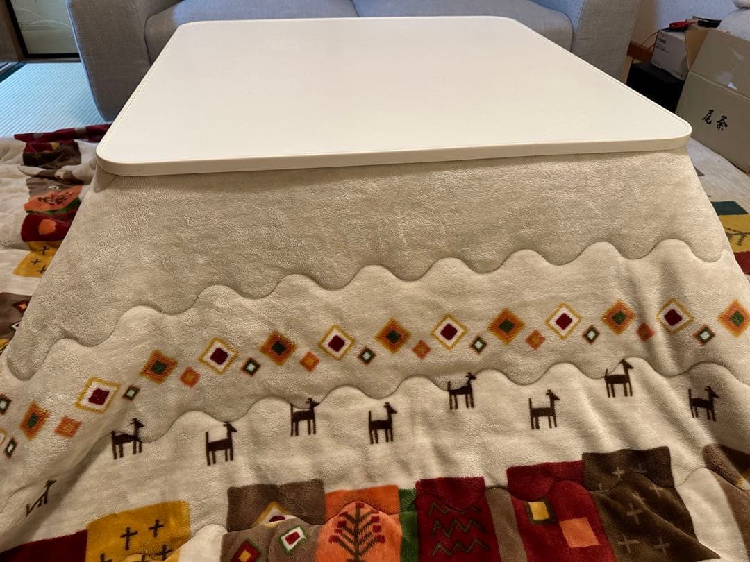 ニトリ　こたつ　フルセット　スクエアこたつ ホワイト・ナチュラルウッド　掛ふとん