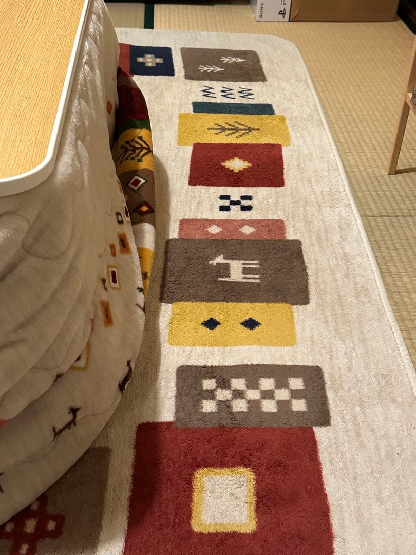 ニトリ　こたつ　フルセット　スクエアこたつ ホワイト・ナチュラルウッド　掛ふとん