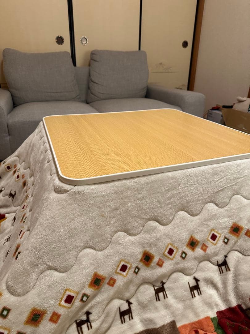 ニトリ　こたつ　フルセット　スクエアこたつ ホワイト・ナチュラルウッド　掛ふとん