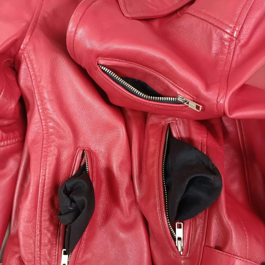 【激シブ！】デグナー　シングルライダース　レッド　ラムレザー　M