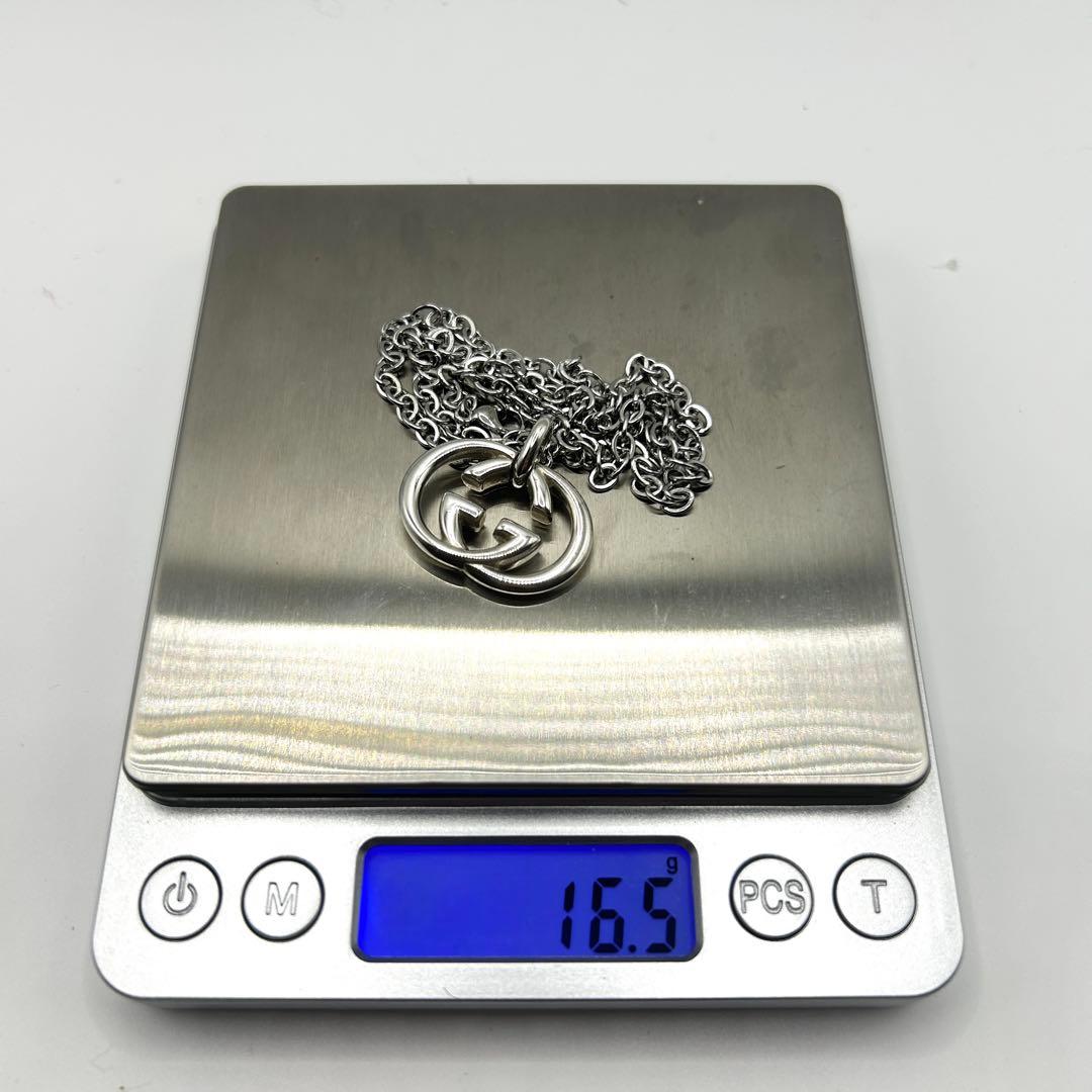 美品　グッチ　インターロッキングG ネックレス　シルバー　社外チェーン