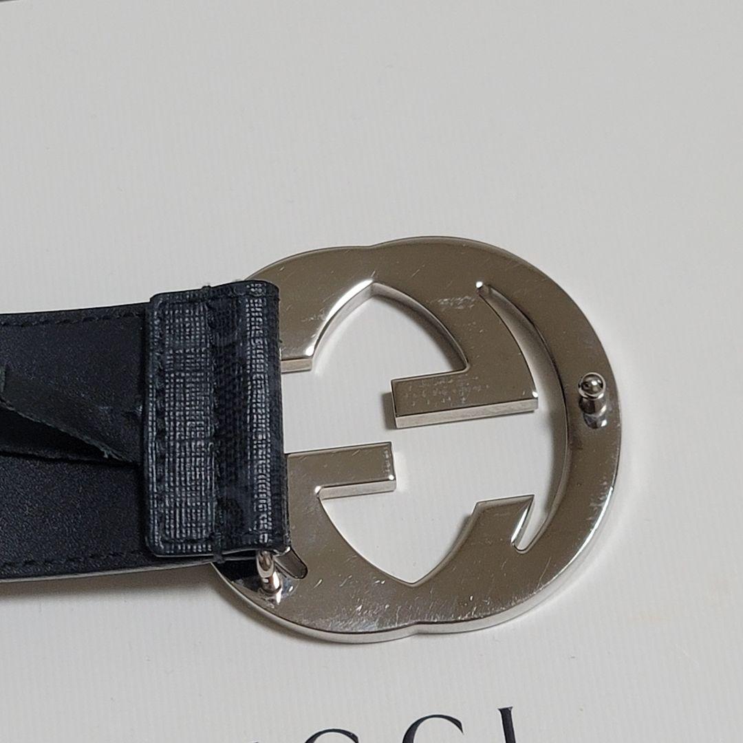 美品✨グッチ ベルト GGスプリーム インターロッキングG バックル シマ 箱