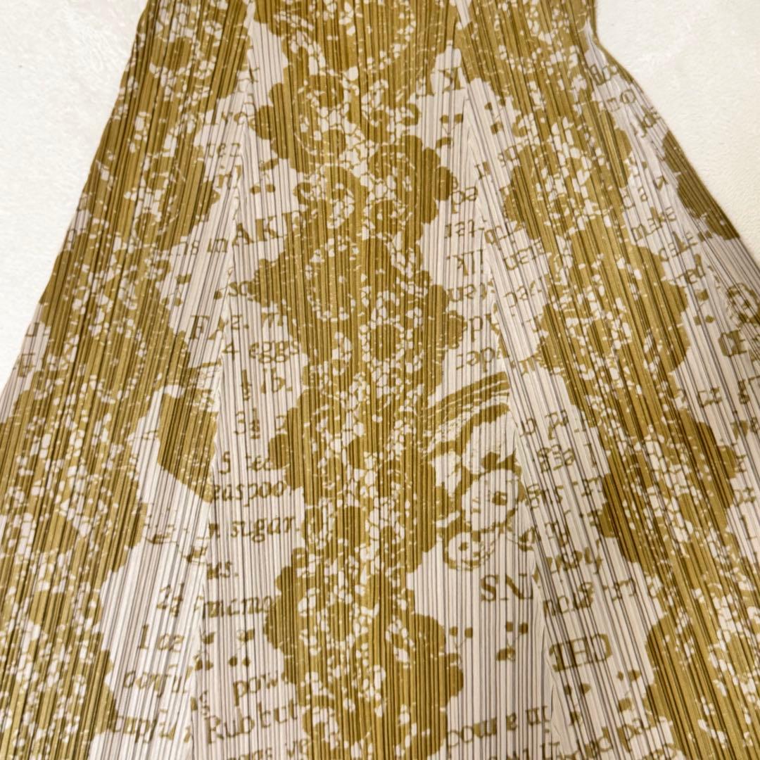 極美品✨PLEATS PLEASE レシピ柄　マキシ丈　フレア　プリーツ